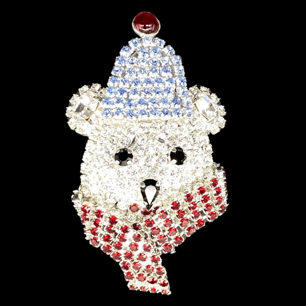 【ジュエリー】ホワイトベア・スワロフスキー・ブローチ/White bear swarovski broach