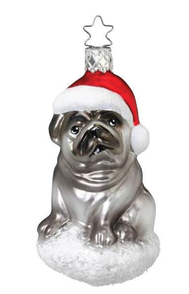 【グラスオーナメント】サンタパグ/Sant Pug