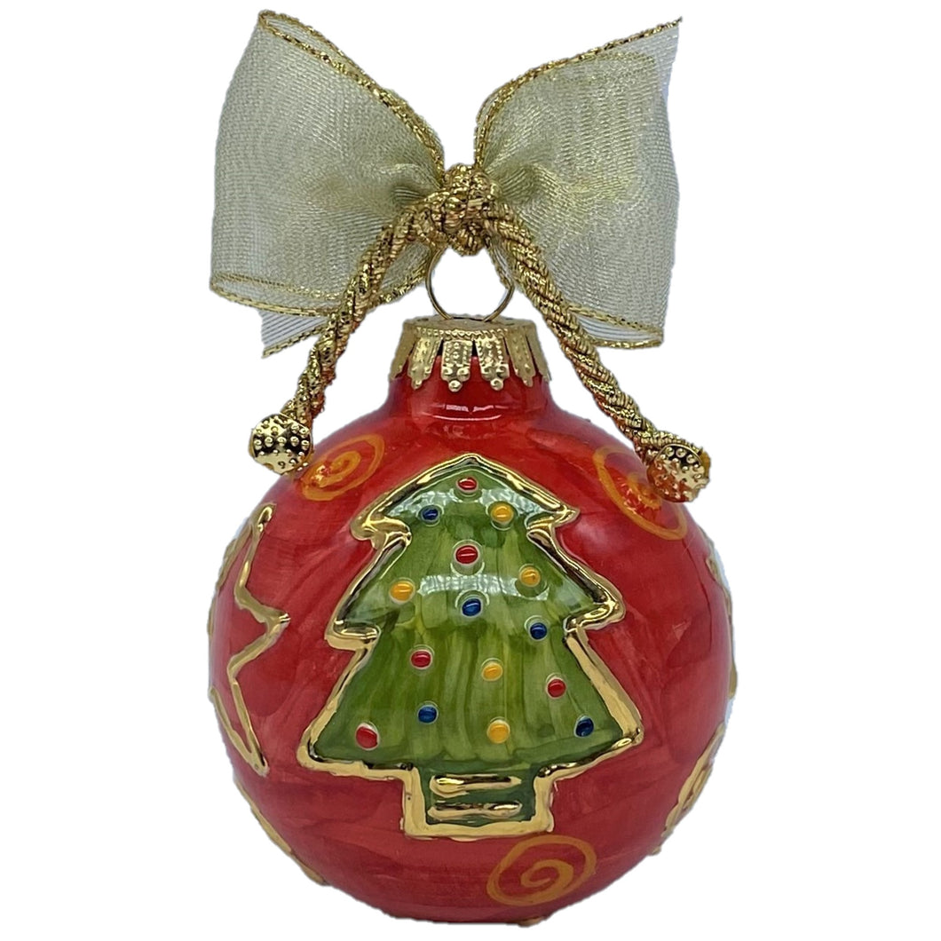 【オーナメント】ボール ツリーレッド/Ball Tree Red 7cm