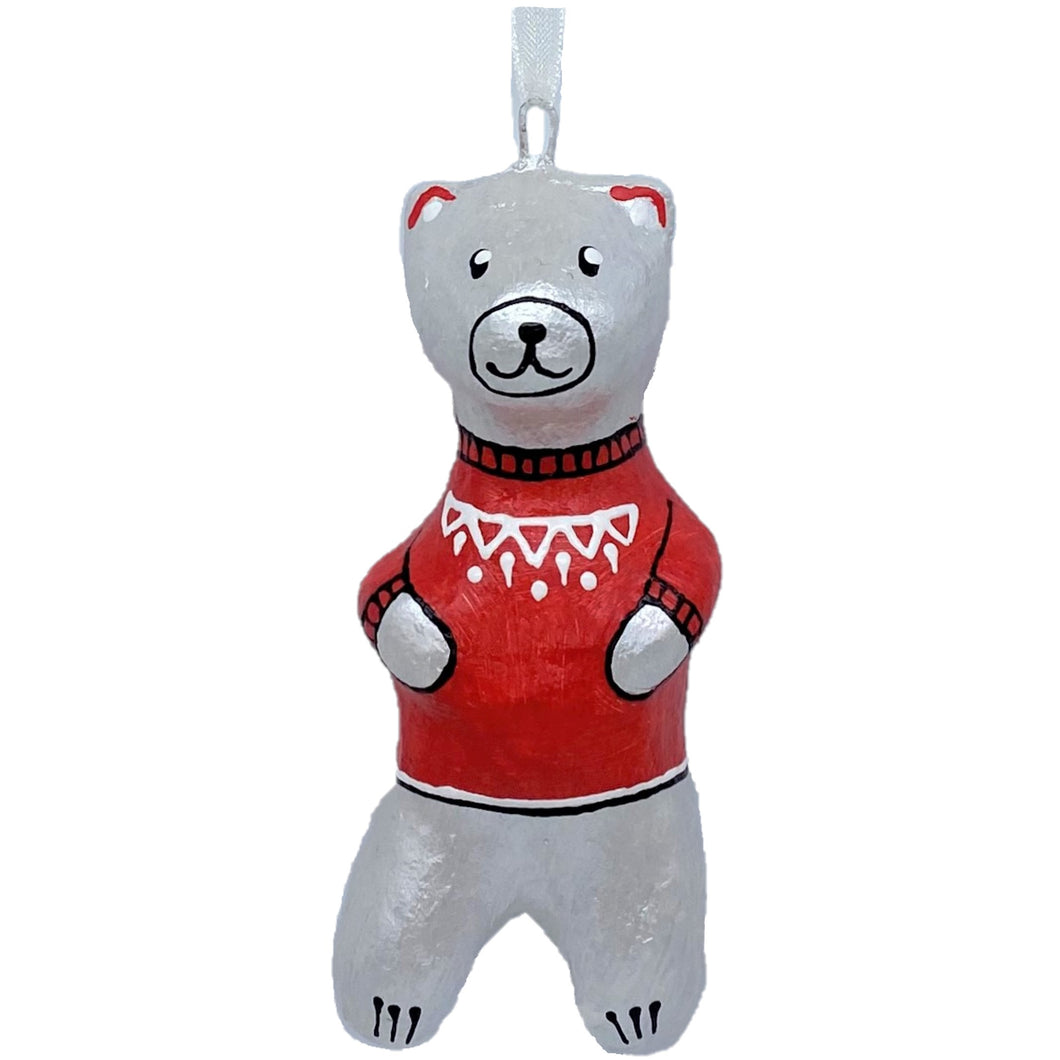 【オーナメント】ポーラーベア レッドクリスマス/Polar Bear red christmas
