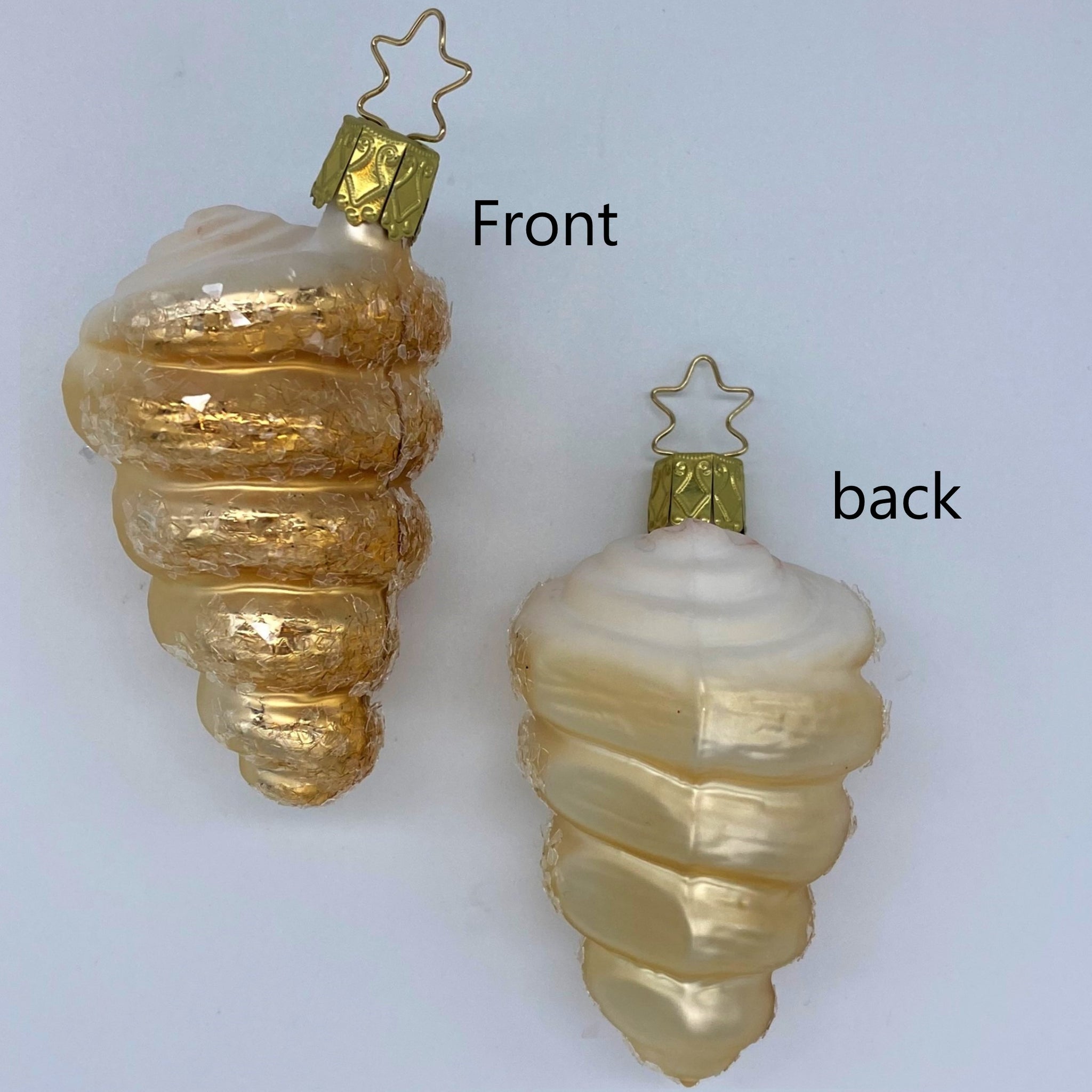 ガラスオーナメント クリームコロネ                 新品未使用‼️ グラスオーナメント】コロネ/Cornet ガラス オーナメント ドイツ製