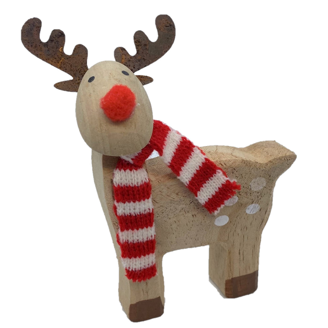 【木製フィギュア】マフラーウッドレインディア/Muffler wood rain deer