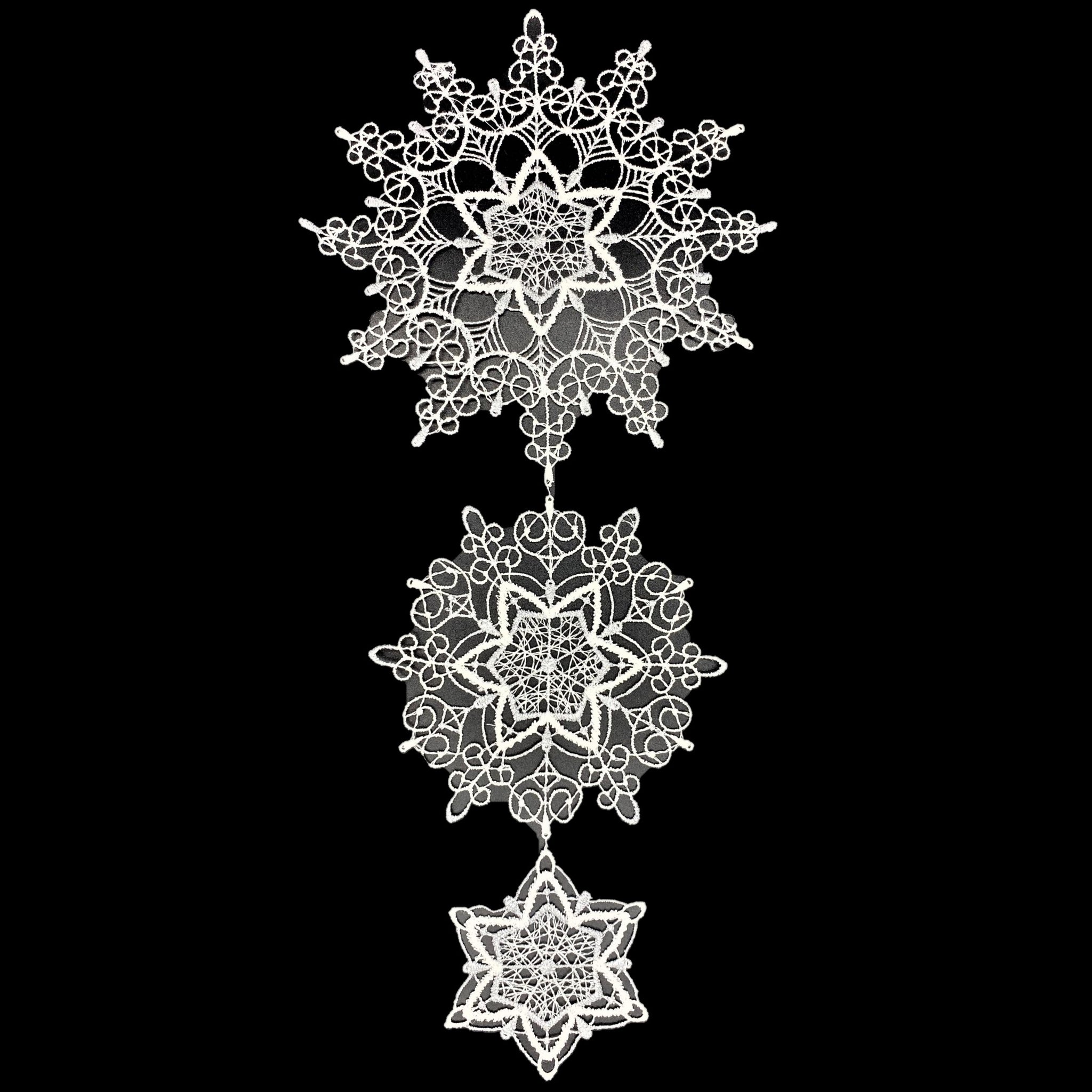 未使用☆レース編みオーナメントモビール ドイツ製レース】フラワースターモビール☆全2種 レース オーナメント