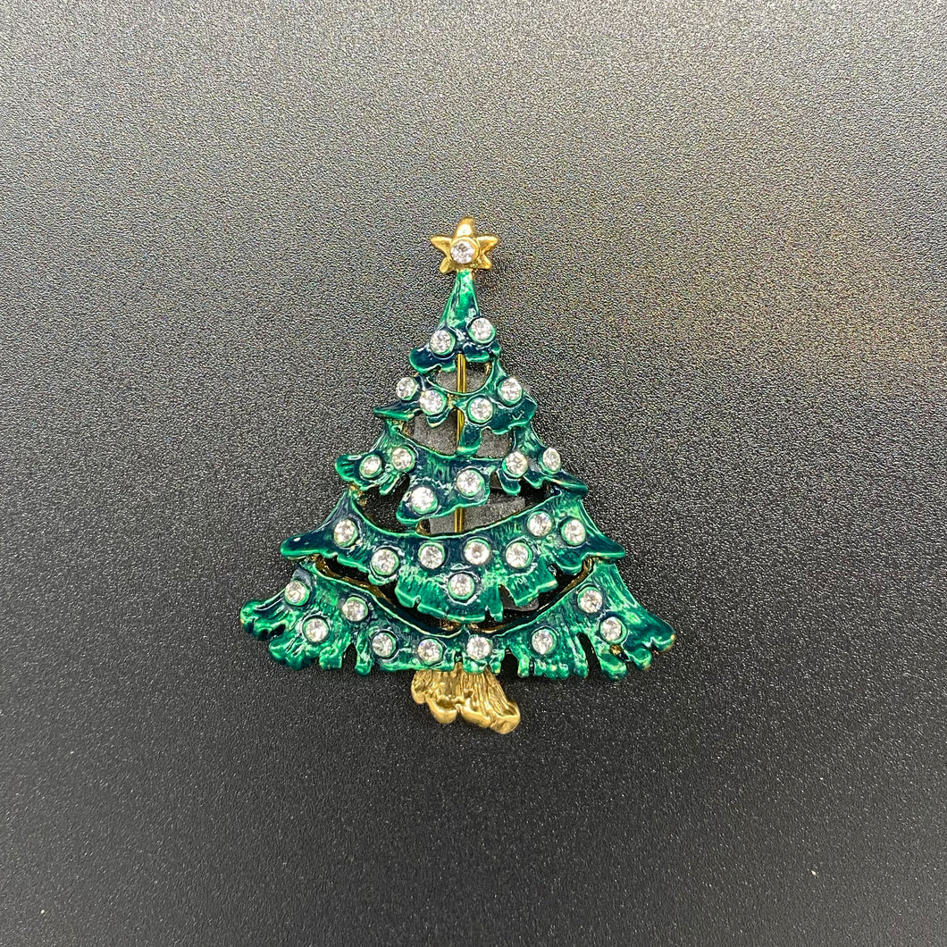 【スワロフスキージュエリー】フォレストツリーブローチ/Forest tree brooch