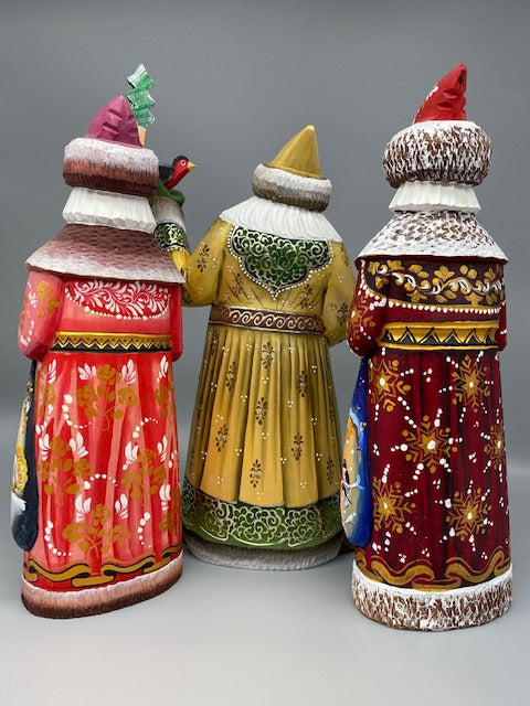 レア！海外雑貨アンティーク サンタ アラウンドザワールド メロディ 木製ロシアペインティングサンタ/ジェド・マロース】ゴールドサンタ